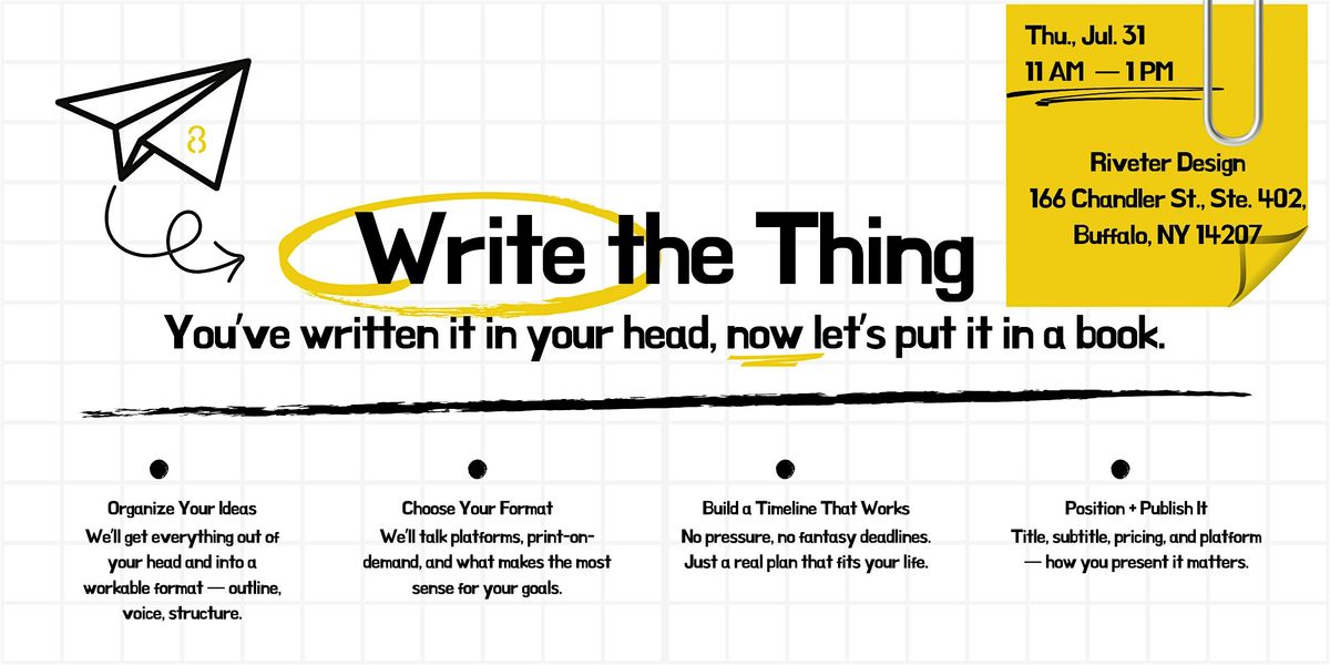 Clinic: Write the Thing, 31 July | Event in Buffalo | AllEvents