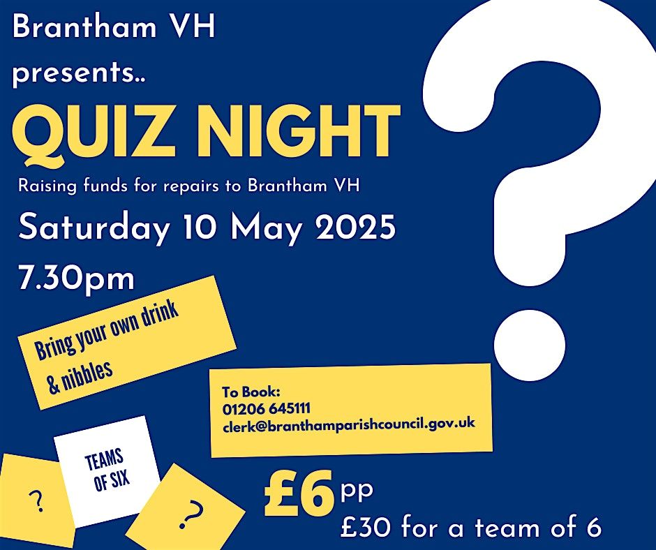 Brantham Village Hall Quiz night!, 10 May | Event in Cattawade | AllEvents