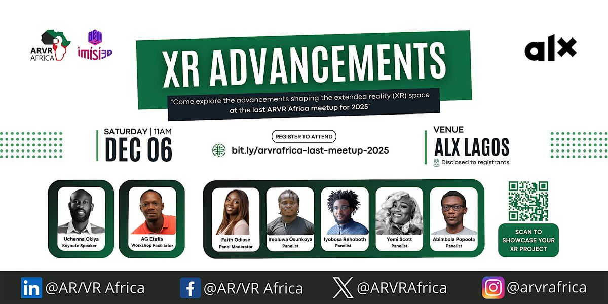 AR/VR Africa : Last Meetup for 2025 - XR Advancements, 6 December | Event in Lagos | AllEvents