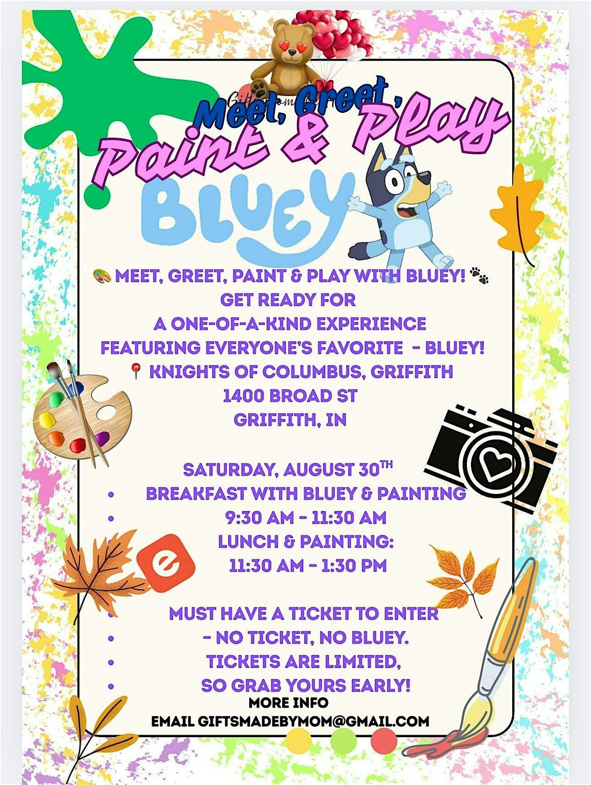 Meet, Greet, Paint & Play with Bluey, 30 August | Event in Griffith | AllEvents