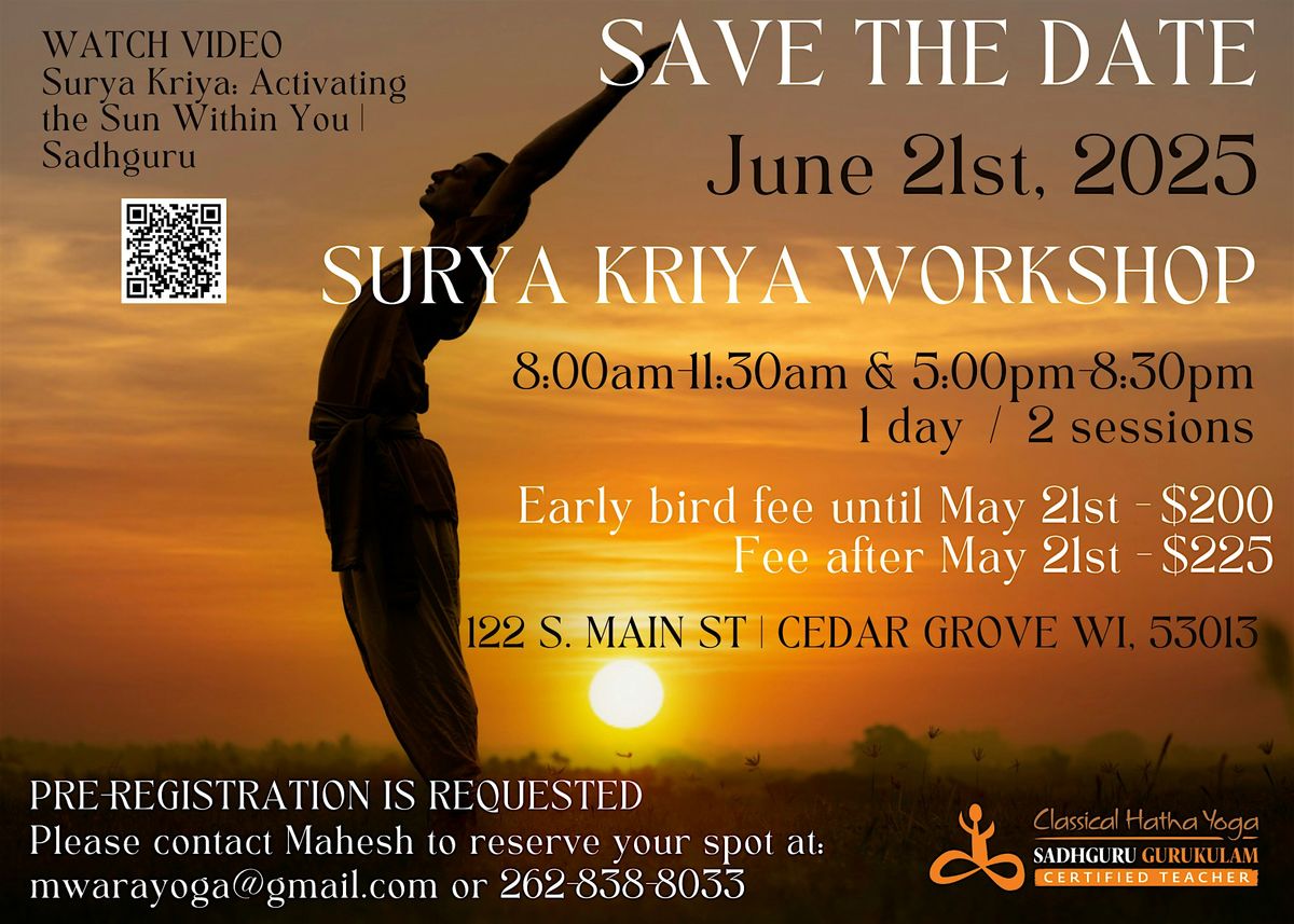 Surya Kriya Workshop - Activate the Sun Within., 21 June | Event in Cedar Grove | AllEvents