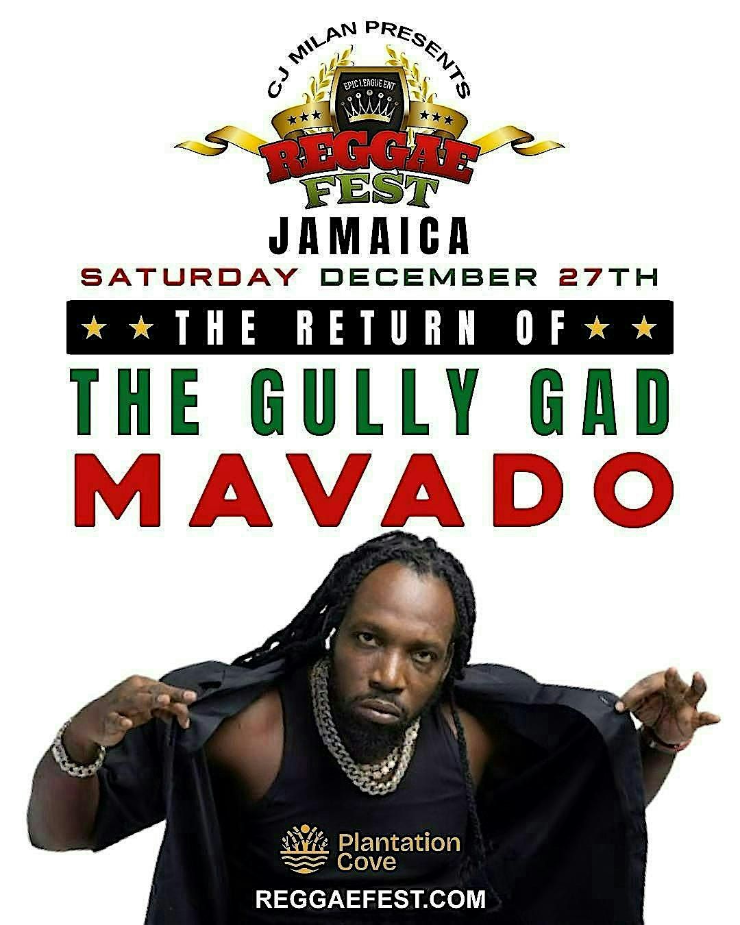 Reggae Fest The Return of Mavado at Plantation Cove, 27 December | Event in Ocho Rios | AllEvents
