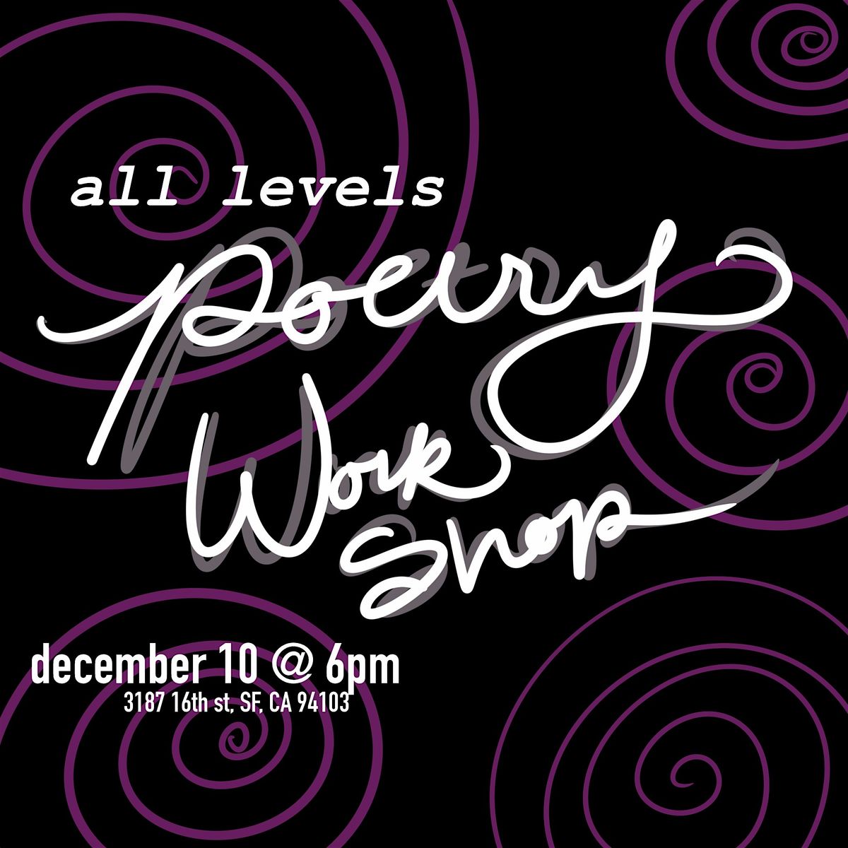 Poetry Workshop - All Levels!, 10 December | Event in San Francisco | AllEvents
