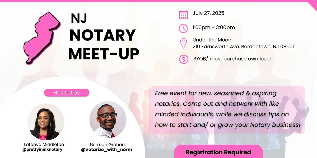 NJ Notary Meet-up, 27 July | Event in Bordentown | AllEvents