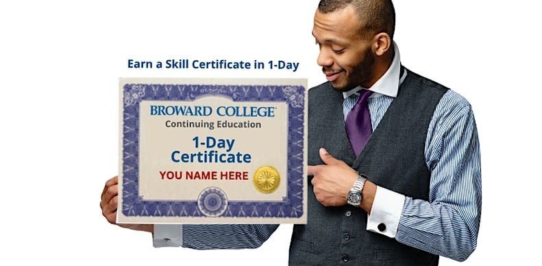 Earn a Career Skill Certificate in 1 Day., 2 September | Event in Davie | AllEvents