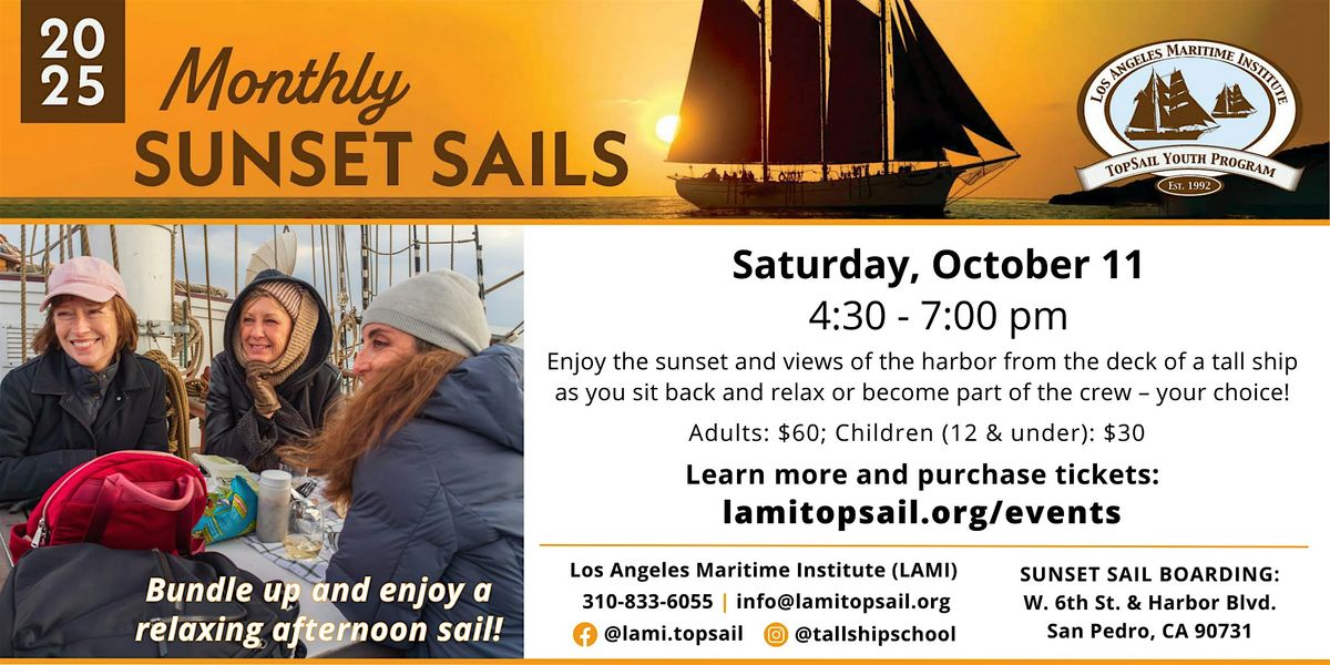 October 2025 Sunset Sail, 11 October | Event in San Pedro | AllEvents