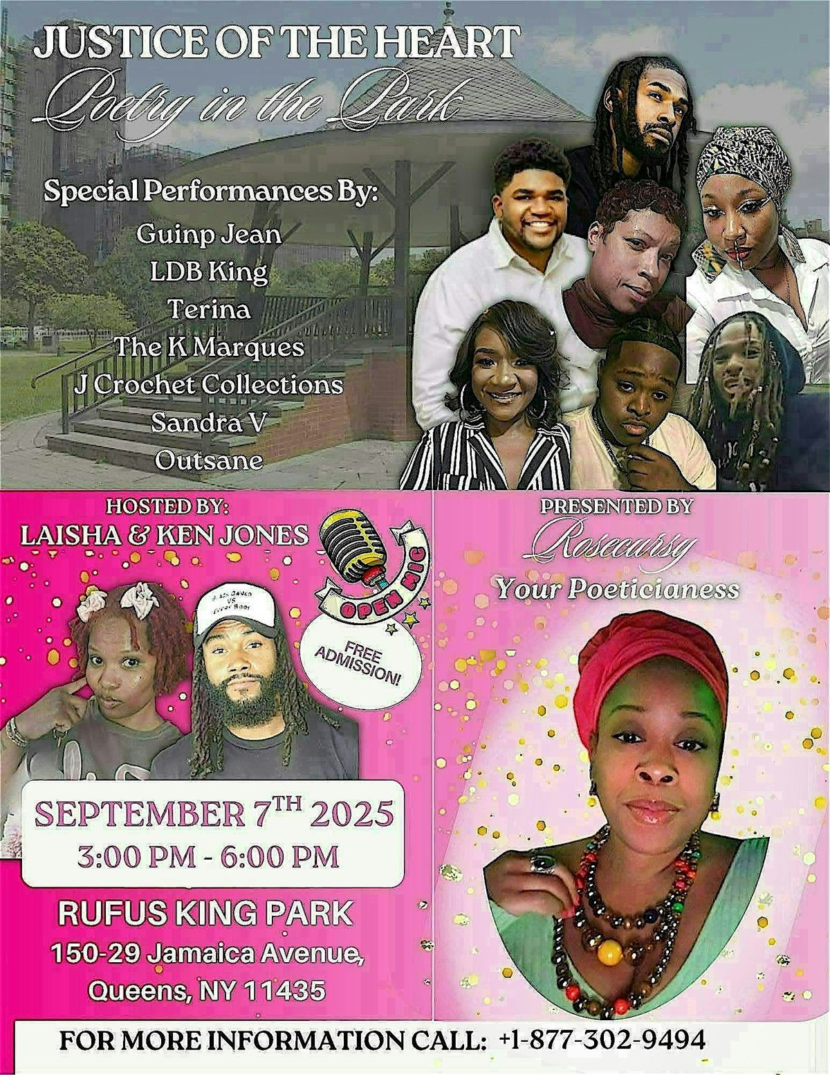 JUSTICE OF THE HEART:POETRY IN THE PARK OPEN MIC, 7 September | Event in Queens | AllEvents
