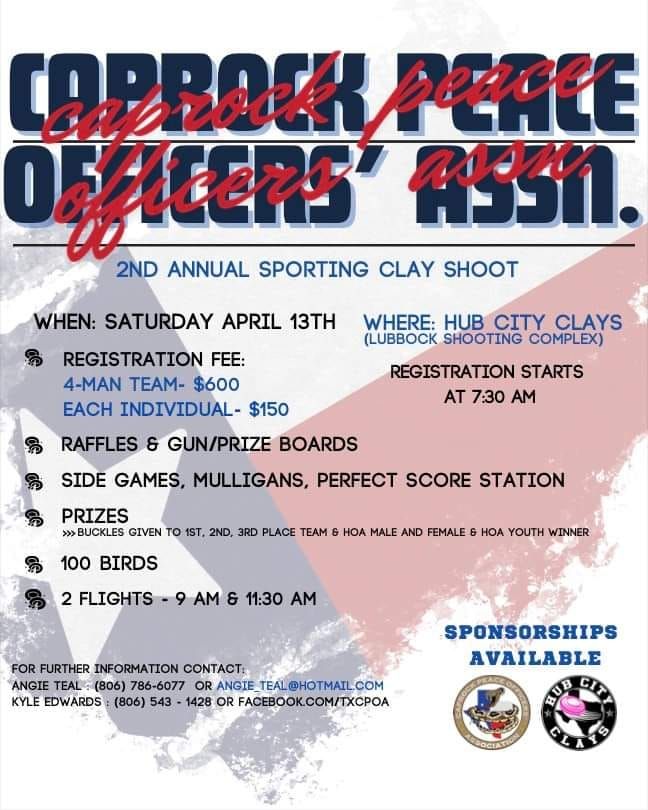 CPOA 2nd Annual Sporting Clay Shoot, Hub City Clays, Lubbock, April 13
