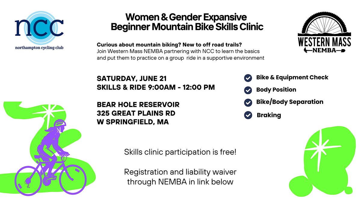 Women & Gender Expansive Beginner Mountain Bike Skills Clinic with NCC, 21 June | Event in West Springfield