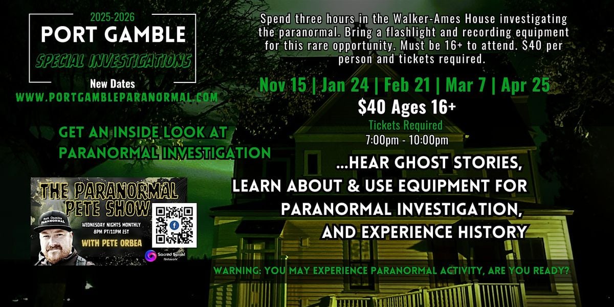 Port Gamble Special Investigation 2025-2026, 15 November | Event in Poulsbo | AllEvents
