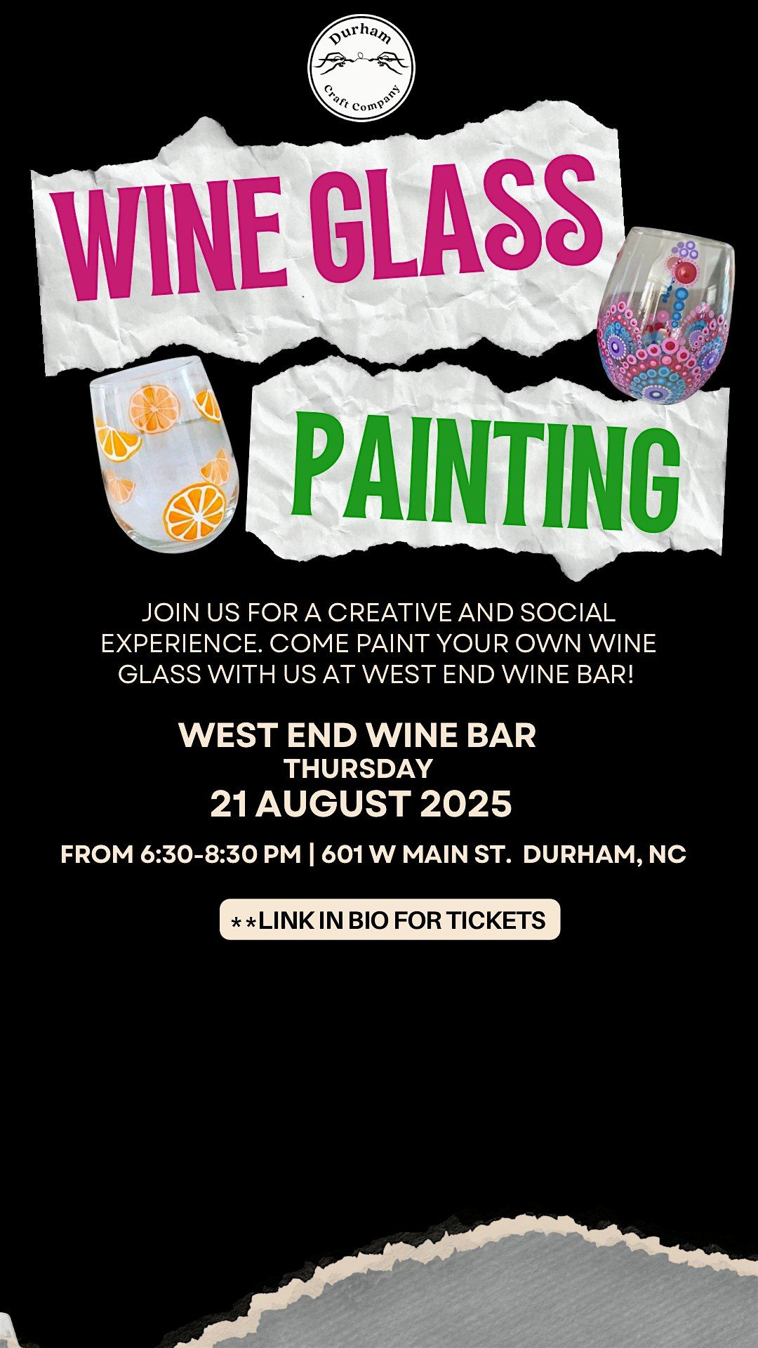 Sip and Paint your own wine glass, 21 August | Event in Durham | AllEvents