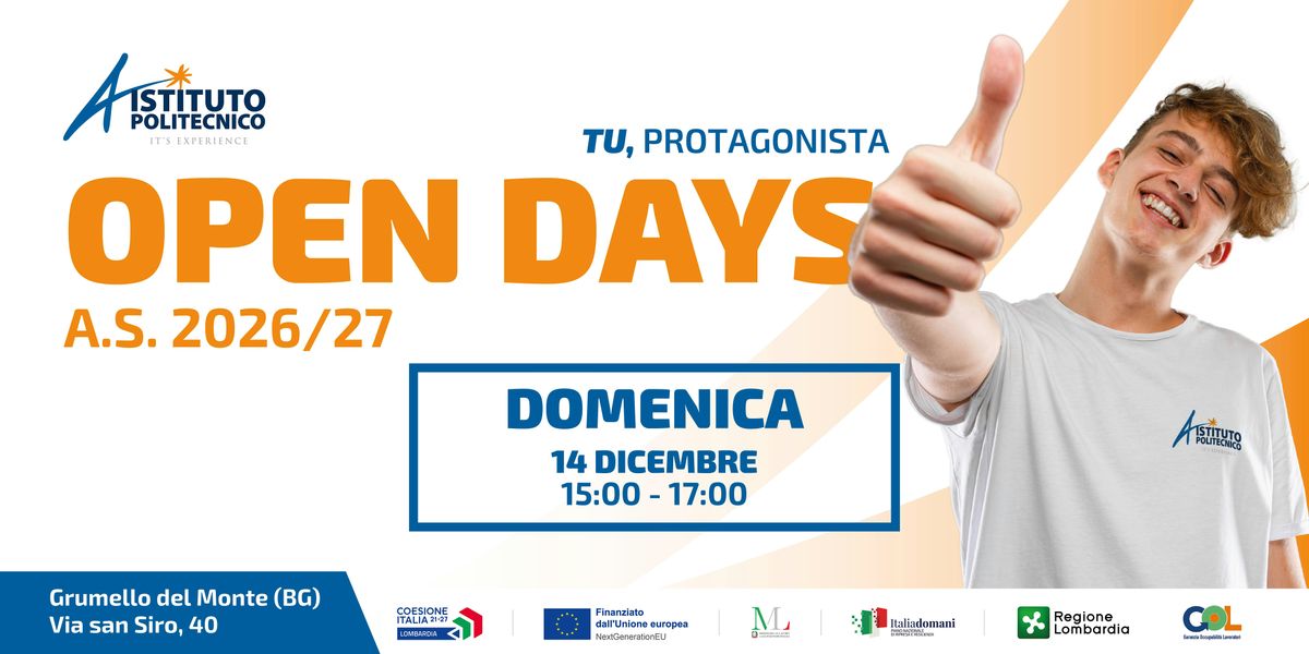 ISTITUTO POLITECNICO OPEN DAY per l'anno scolastico 26-27, 14 December | Event in Grumello del Monte | AllEvents