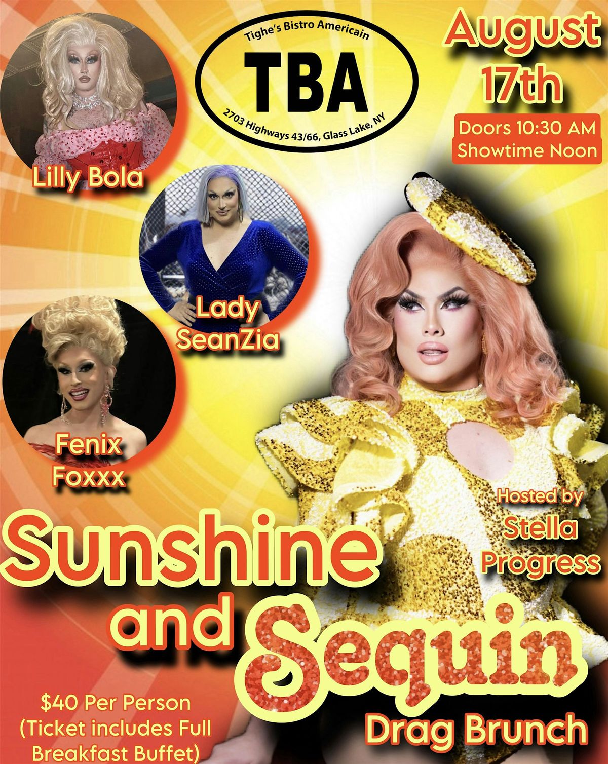 Sunshine and Sequin Drag Brunch, 17 August | Event in Averill Park | AllEvents