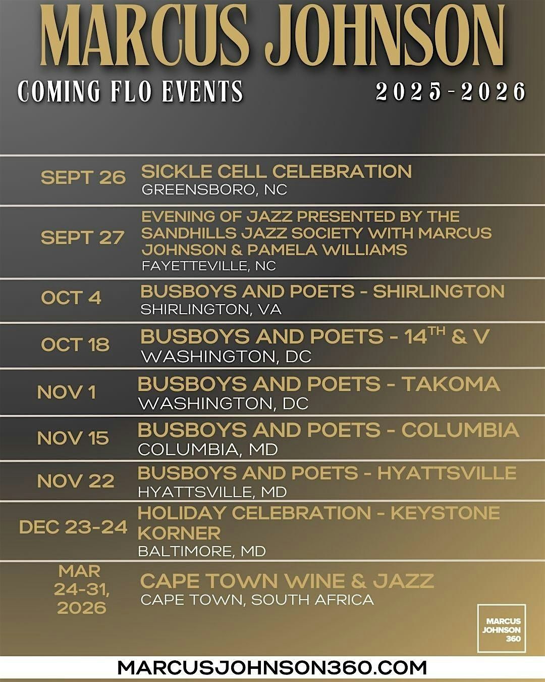 FLO in Columbia: Marcus Johnson Live — Midday Grooves & Evening FLO, 15 November | Event in Columbia