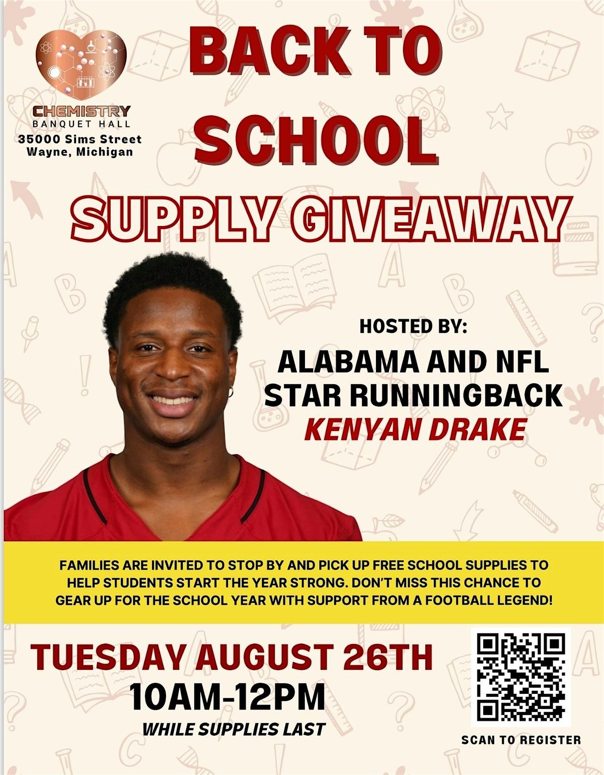 Back To School Supply Giveaway, Hosted by NFL Star Kenyan Drake, 26 August | Event in Wayne | AllEvents