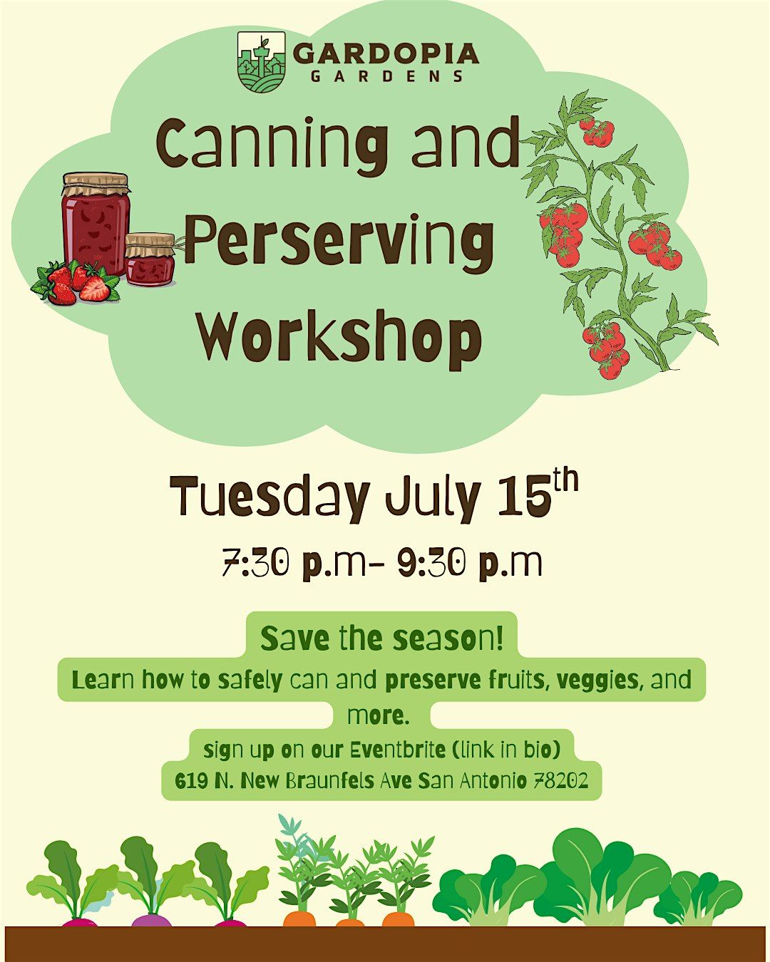 CANNING AND PRESERVING WORKSHOP, 15 July | Event in San Antonio | AllEvents
