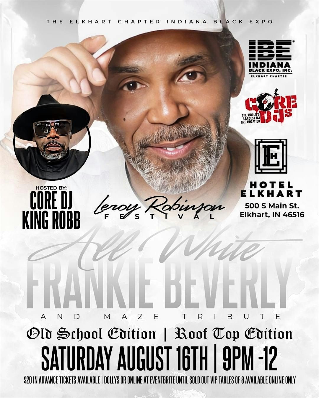 Leroy Robinson Fest All White Rooftop After Party Frankie Beverly Edition, 16 August | Event in Elkhart | AllEvents