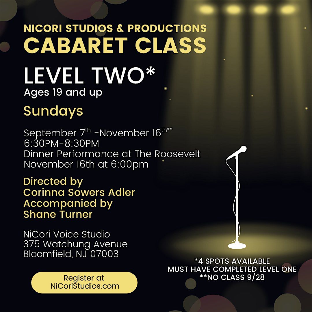 NiCori Cabaret Class LEVEL TWO, 7 September | Event in Bloomfield | AllEvents