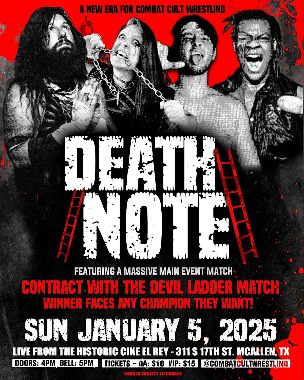 Combat Cult Wrestling Death Note, Cine El Rey, South 17th Street