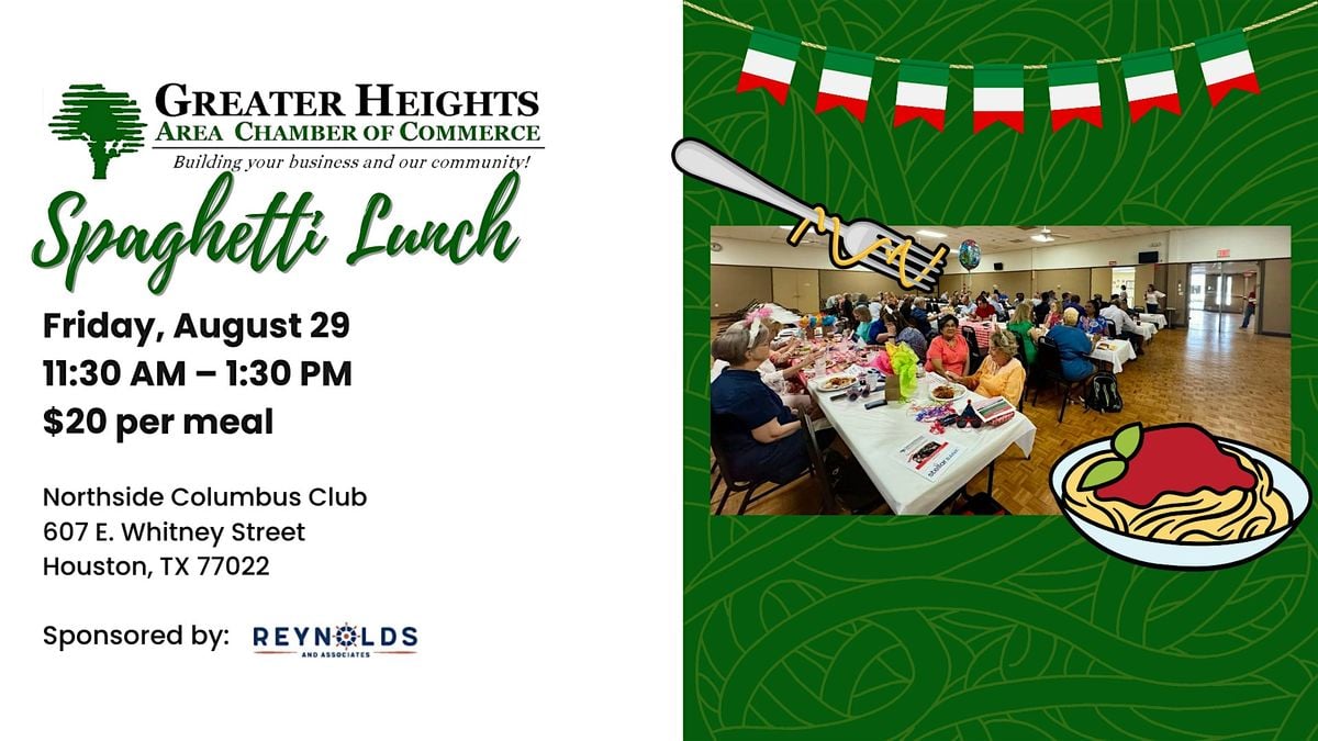 Spaghetti Lunch, 29 August | Event in Houston | AllEvents