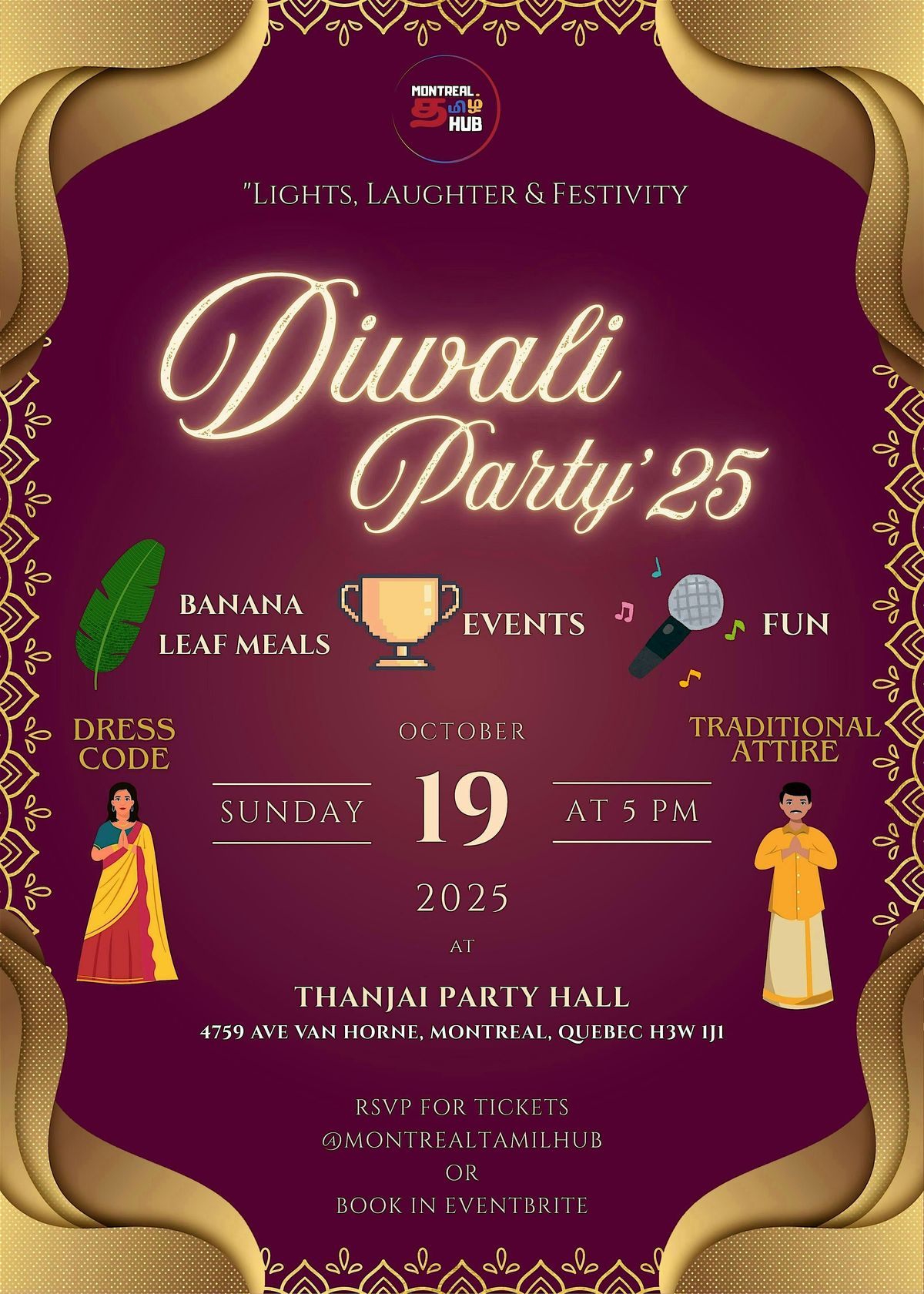 Diwali Party’25 — Lights, Laughter & Festivity!, 19 October | Event in Montréal | AllEvents