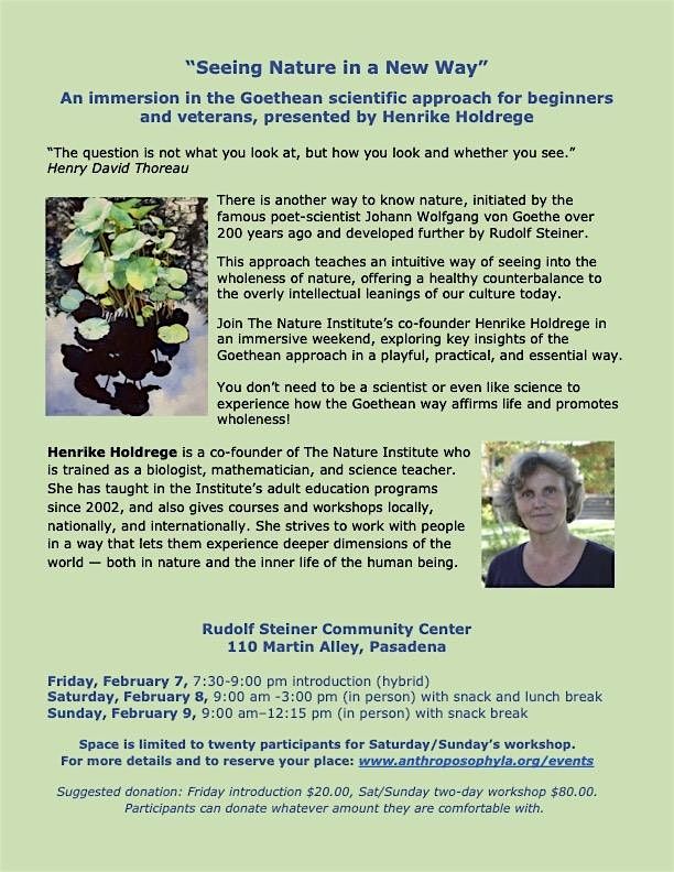 Seeing Nature in a New Way: introduction to the Goethean approach, 10 October | Event in Pasadena | AllEvents
