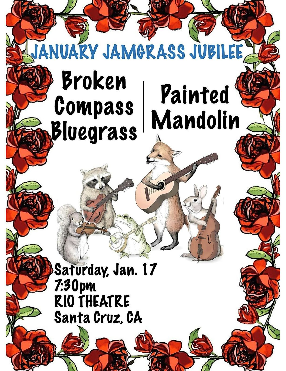 January Jamgrass Jubilee - Painted Mandolin & Broken Compass Bluegrass, 17 January | Event in Santa Cruz