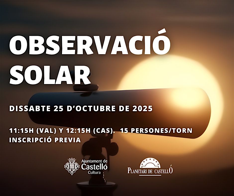 Observació Solar Planetari - Torn 11:15 (VAL), 29 November | Event in Grao, Castellón | AllEvents