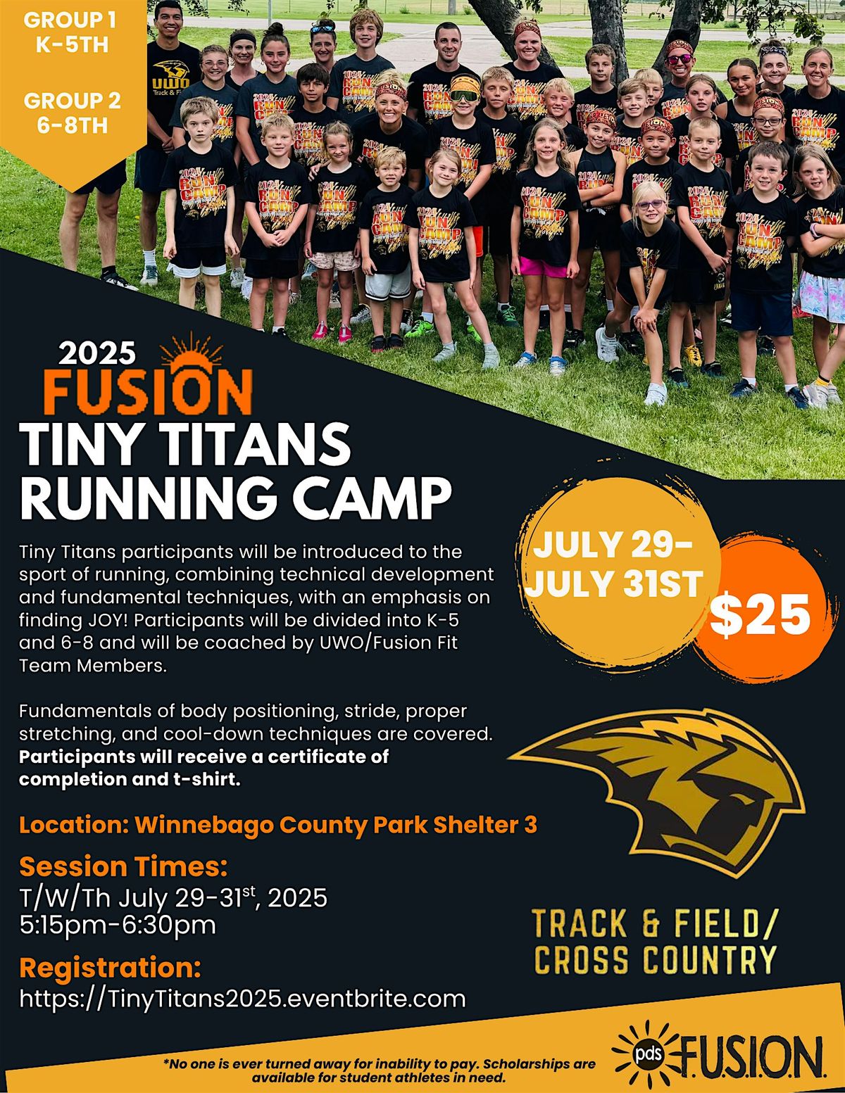 Tiny Titans Running Camp 2025, 29 July | Event in Oshkosh | AllEvents