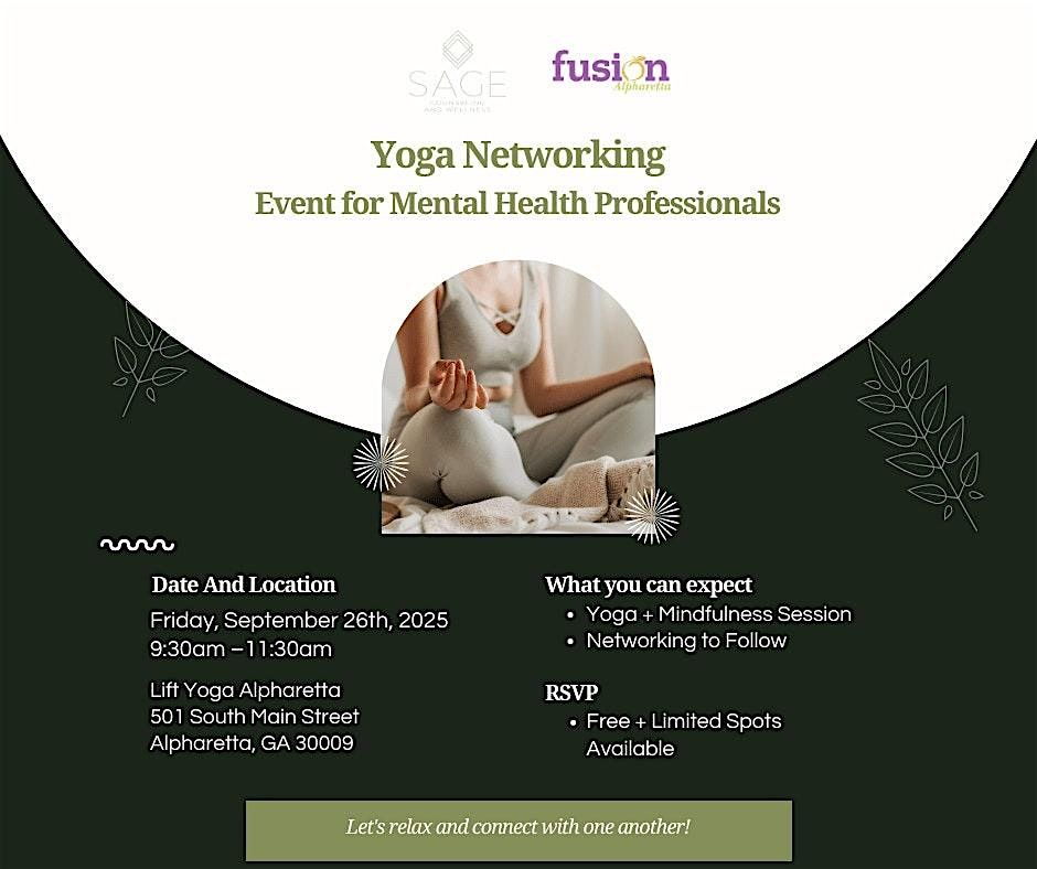 Mind-Body Connection: Yoga Networking Event for Mental Health Professionals, 26 September | Event in Alpharetta