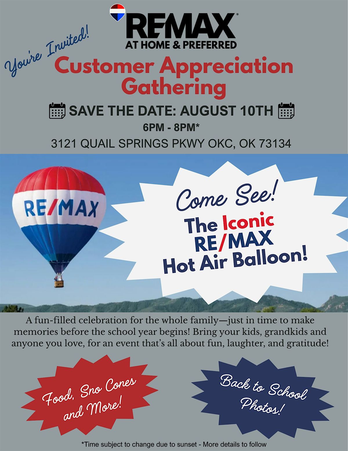 You're Invited to a VIP Event Under the RE/MAX Balloon!, 10 August | Event in Oklahoma City | AllEvents
