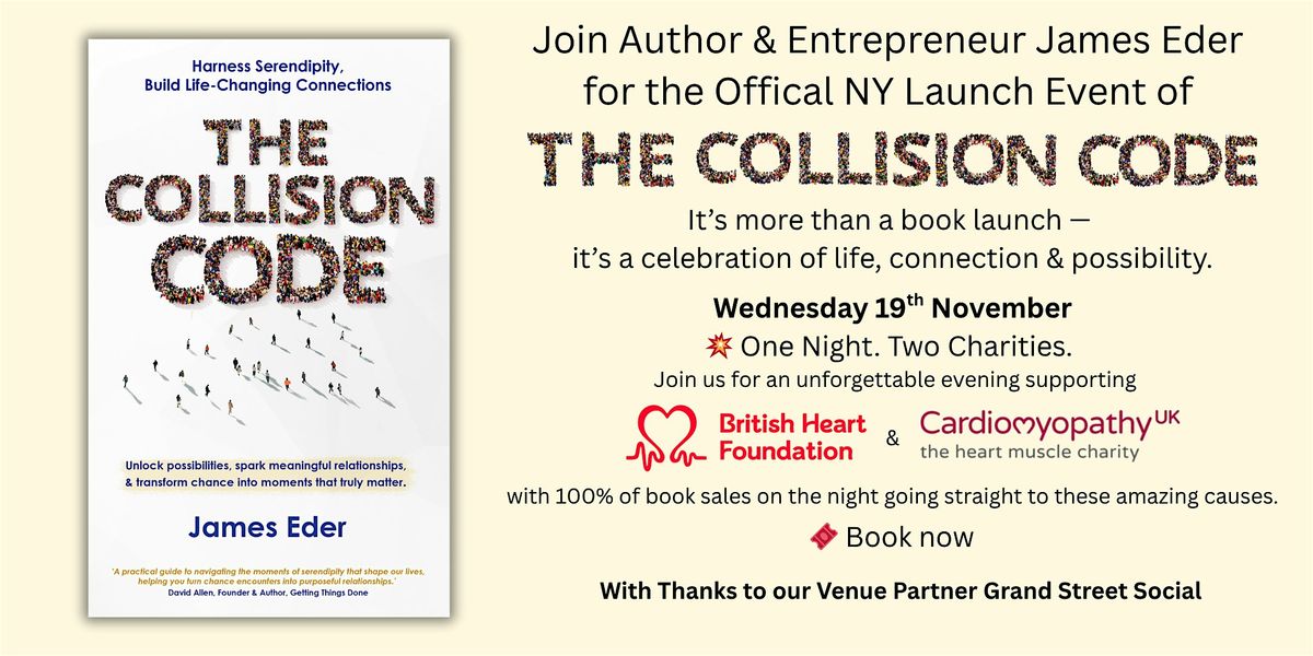 The Collision Code Book Launch & Heart Fundraiser NY, 19 November | Event in New York | AllEvents