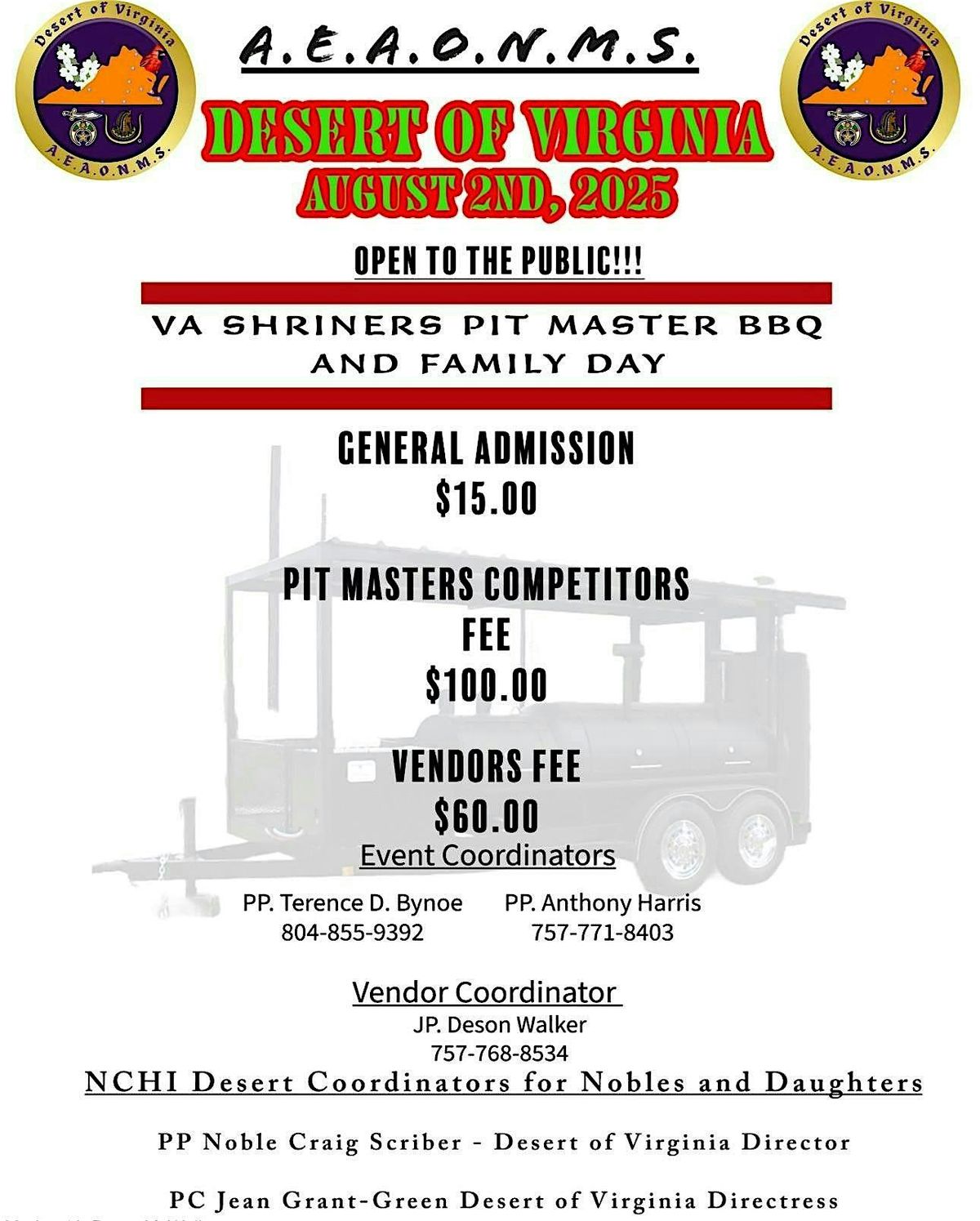 A.E.A.O.N.M.S Desert Of Virginia Pitmaster BBQ Competition and Family Day, 2 August | Event in Hampton | AllEvents