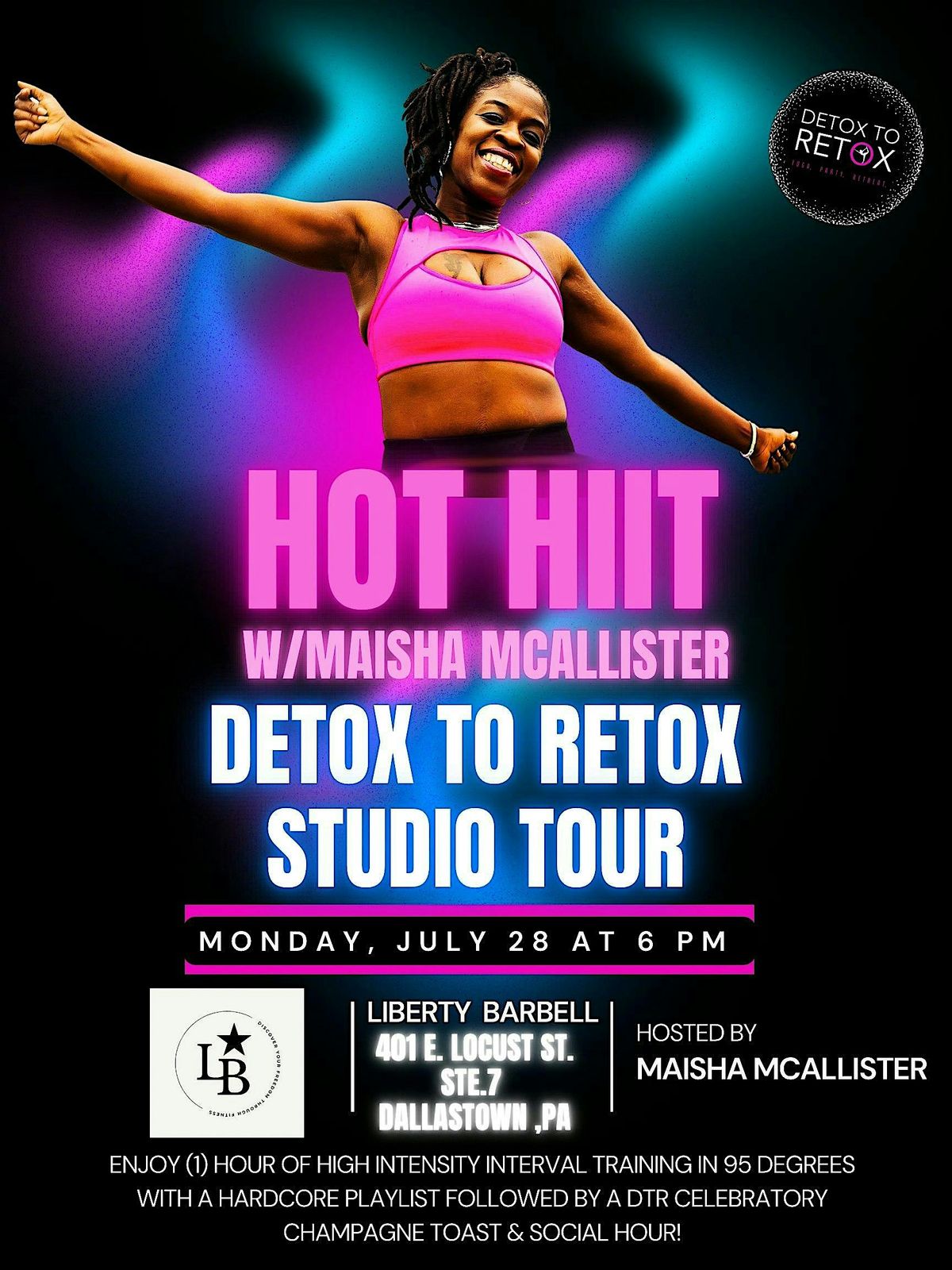 HOT HIIT with Maisha McAllister- Detox to Retox Studio Tour, 28 July | Event in Dallastown | AllEvents