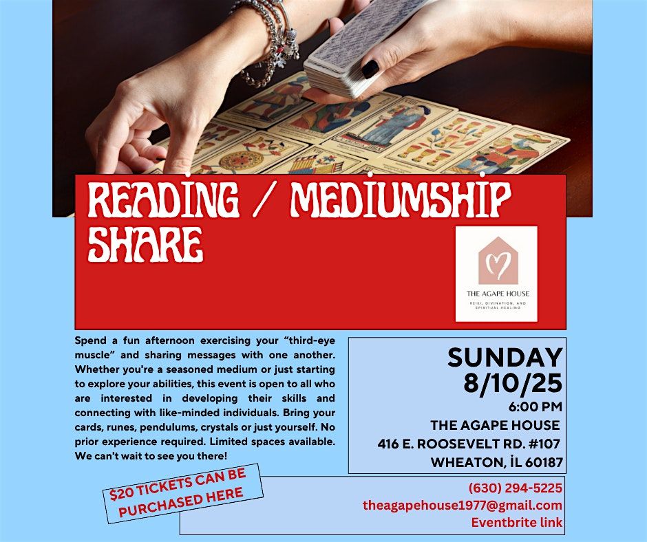 Reading/Mediumship Share (Tarot etc.), 10 August | Event in Wheaton | AllEvents