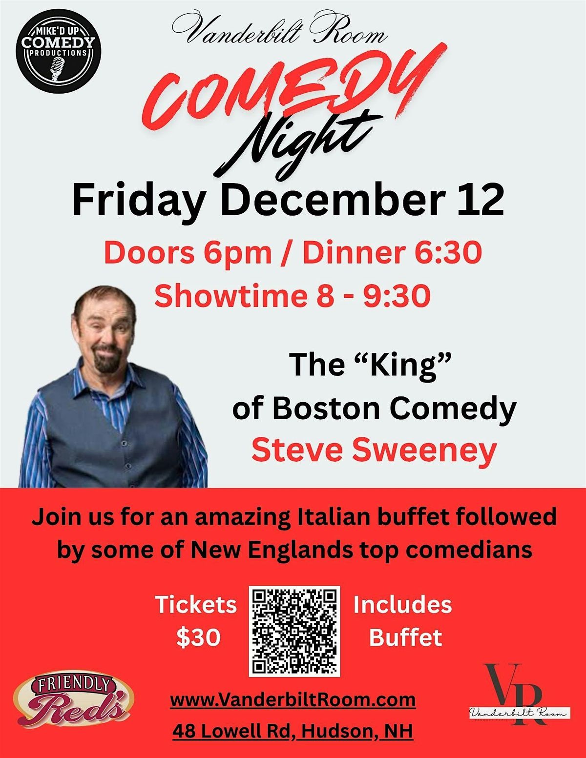 The Vanderbilt Room Presents "Steve Sweeney", 12 December | Event in Hudson | AllEvents