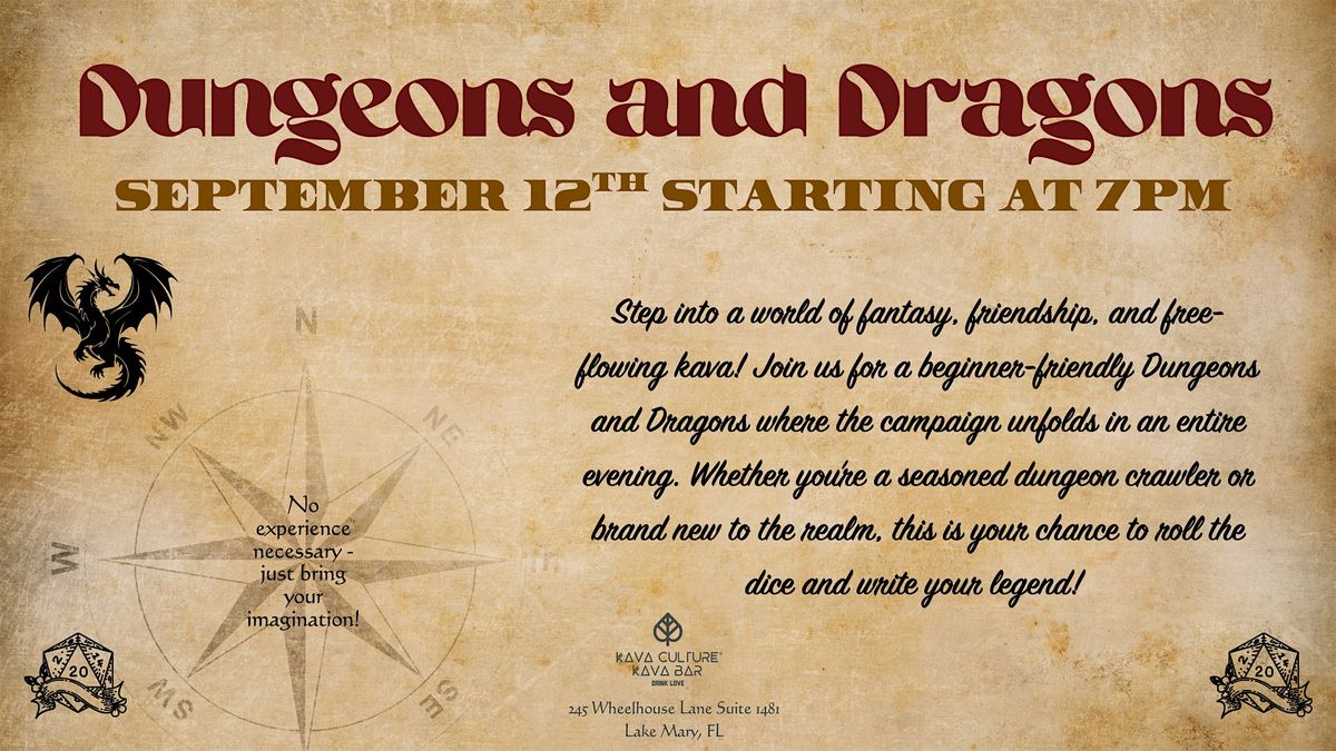Dungeons and Dragons, 12 September | Event in Lake Mary | AllEvents