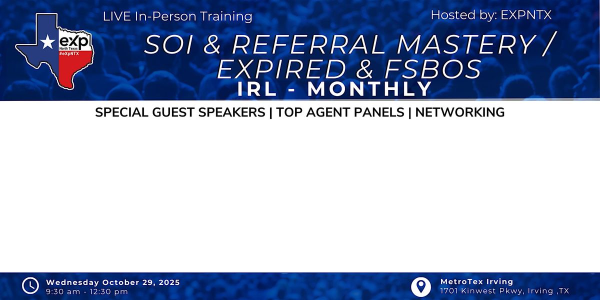 Mastering Lead Generation from Your SOI and Referrals, 29 October | Event in Irving | AllEvents