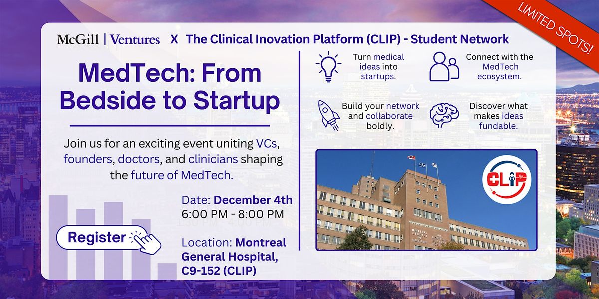 MedTech: From Bedside to Startup, 4 December | Event in Montréal | AllEvents