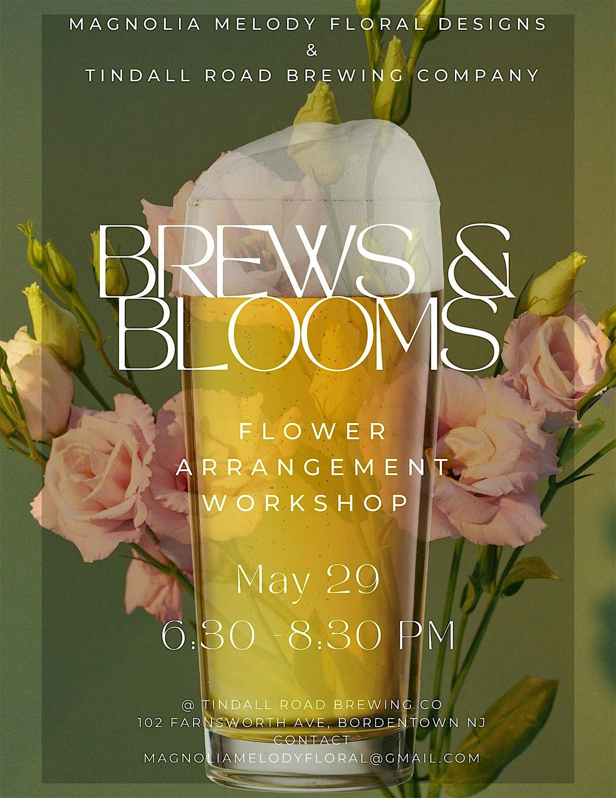 Brews and Blooms: Flower Arranging Workshop, 29 May | Event in Bordentown | AllEvents