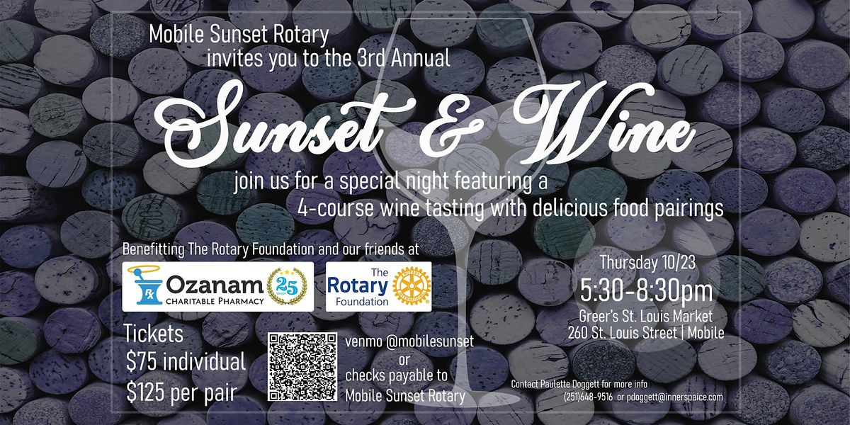 Mobile Sunset Rotary's  3rd Annual Sunset & Wine, 23 October | Event in Mobile | AllEvents