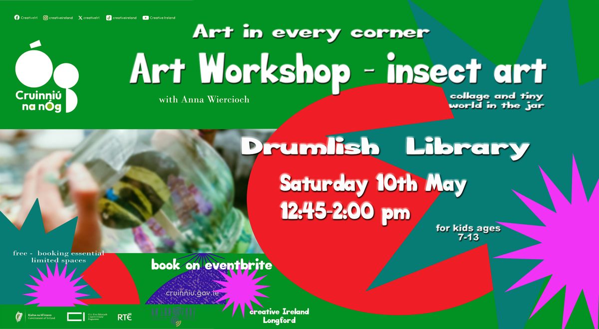 Cruinniu na nÓg - art workshops for kids 7-13 in Drumlish Library, 10 May | Event in Drumlish | AllEvents