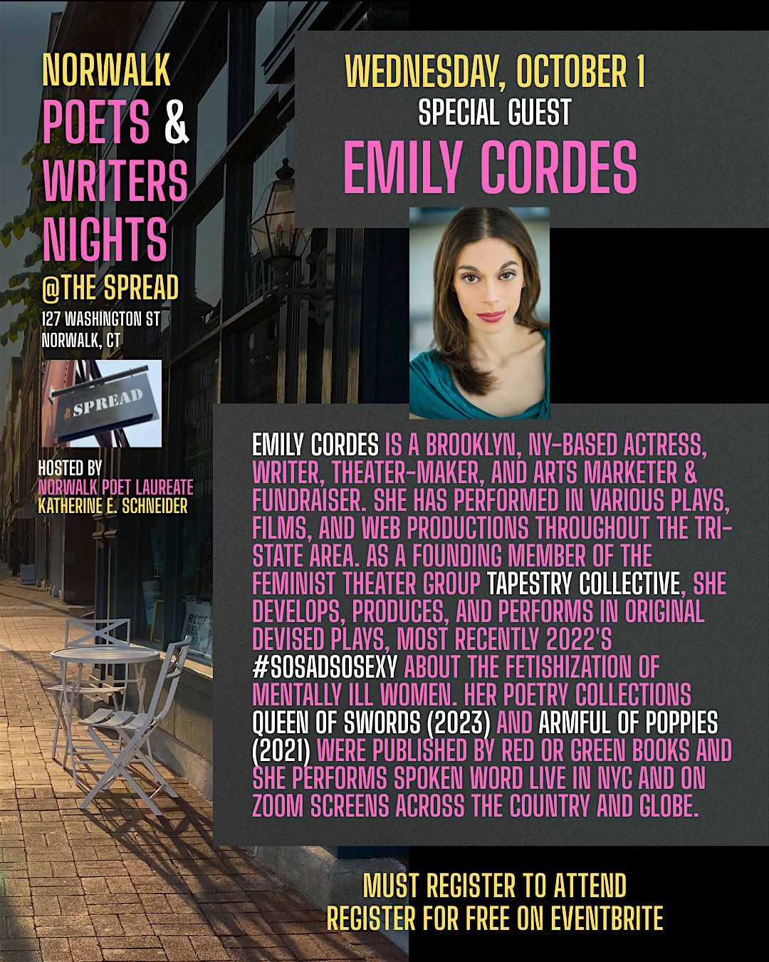 Norwalk Poets & Writers Night – Featuring Poet Emily Cordes, 1 October | Event in Norwalk | AllEvents