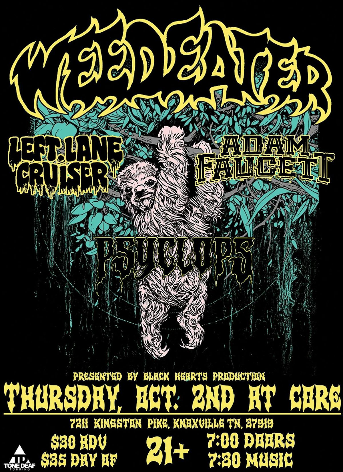 WEEDEATER w/Left Lane Cruiser / Adam Faucett / Psyclops, 2 October | Event in Knoxville | AllEvents