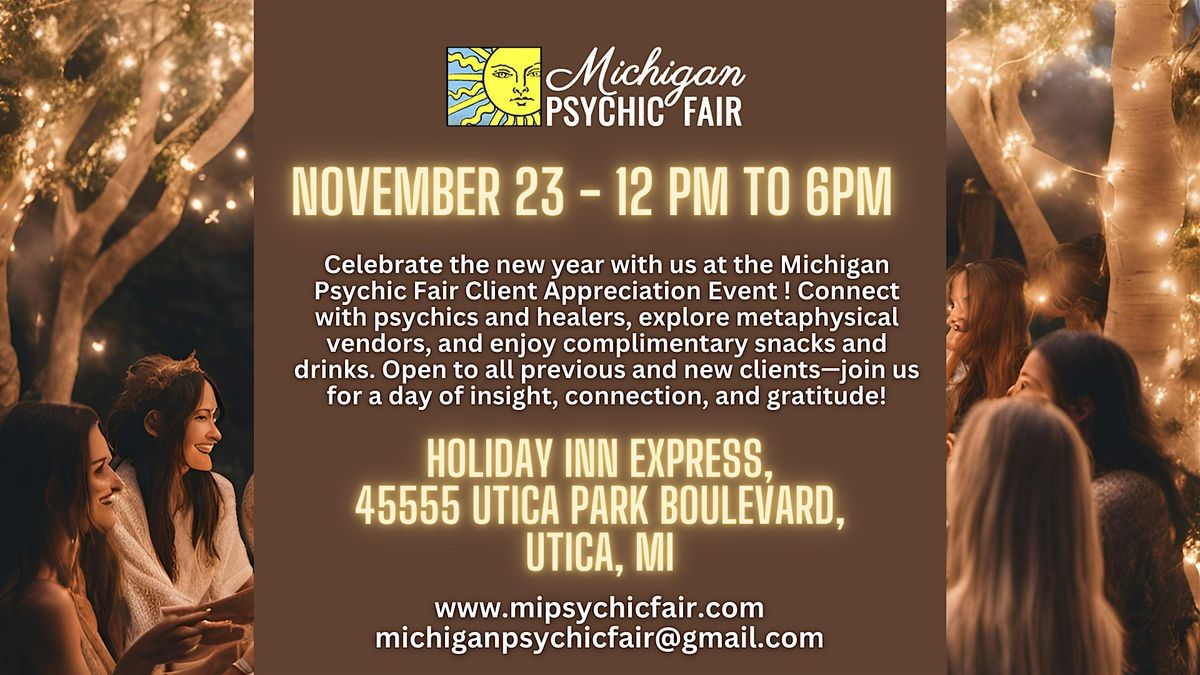 Michigan Psychic Fair November 23, 2025,  Utica, MI, 23 November | Event in Utica | AllEvents