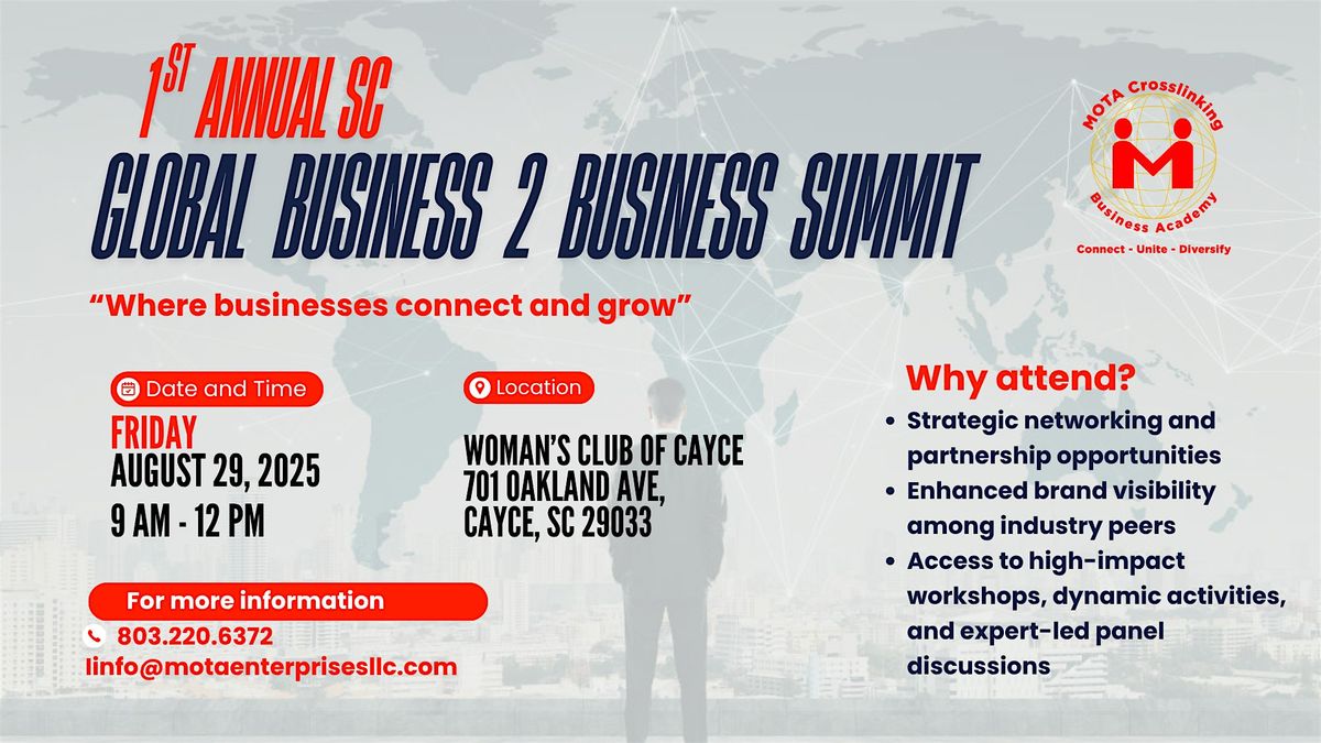 South Carolina Global Business 2 Business Summit, 29 August | Event in Cayce | AllEvents