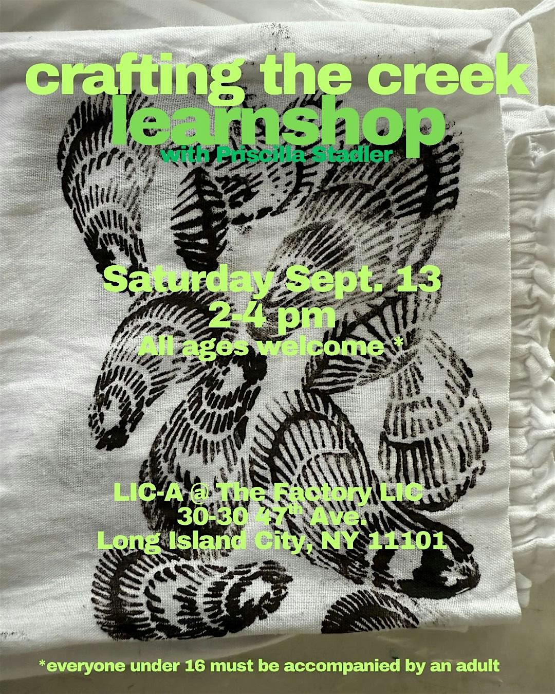 Crafting the Creek Learnshop with Priscilla Stadler, 13 September | Event in Queens | AllEvents