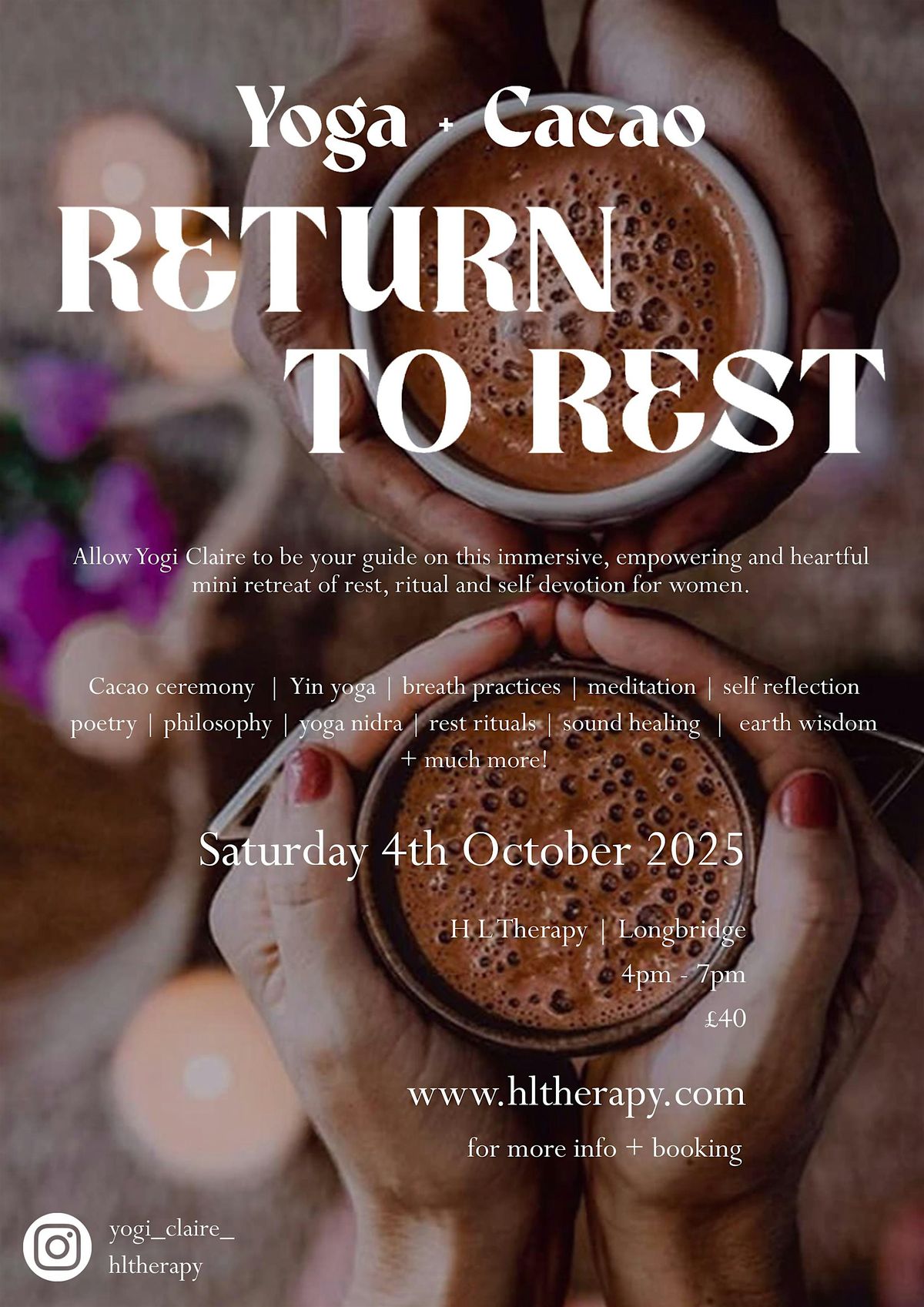 Yoga + Cacao: Return to Rest, 4 October | Event in Birmingham | AllEvents