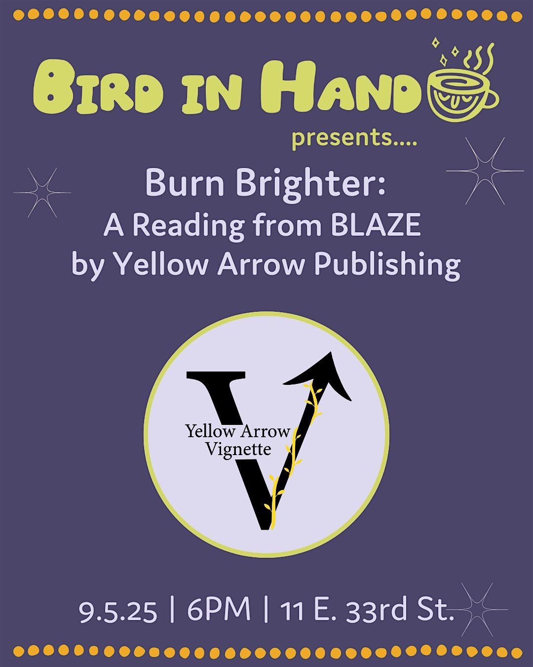 Burn Brighter: A reading from BLAZE by Yellow Arrow Publishing, 5 September | Event in Baltimore | AllEvents