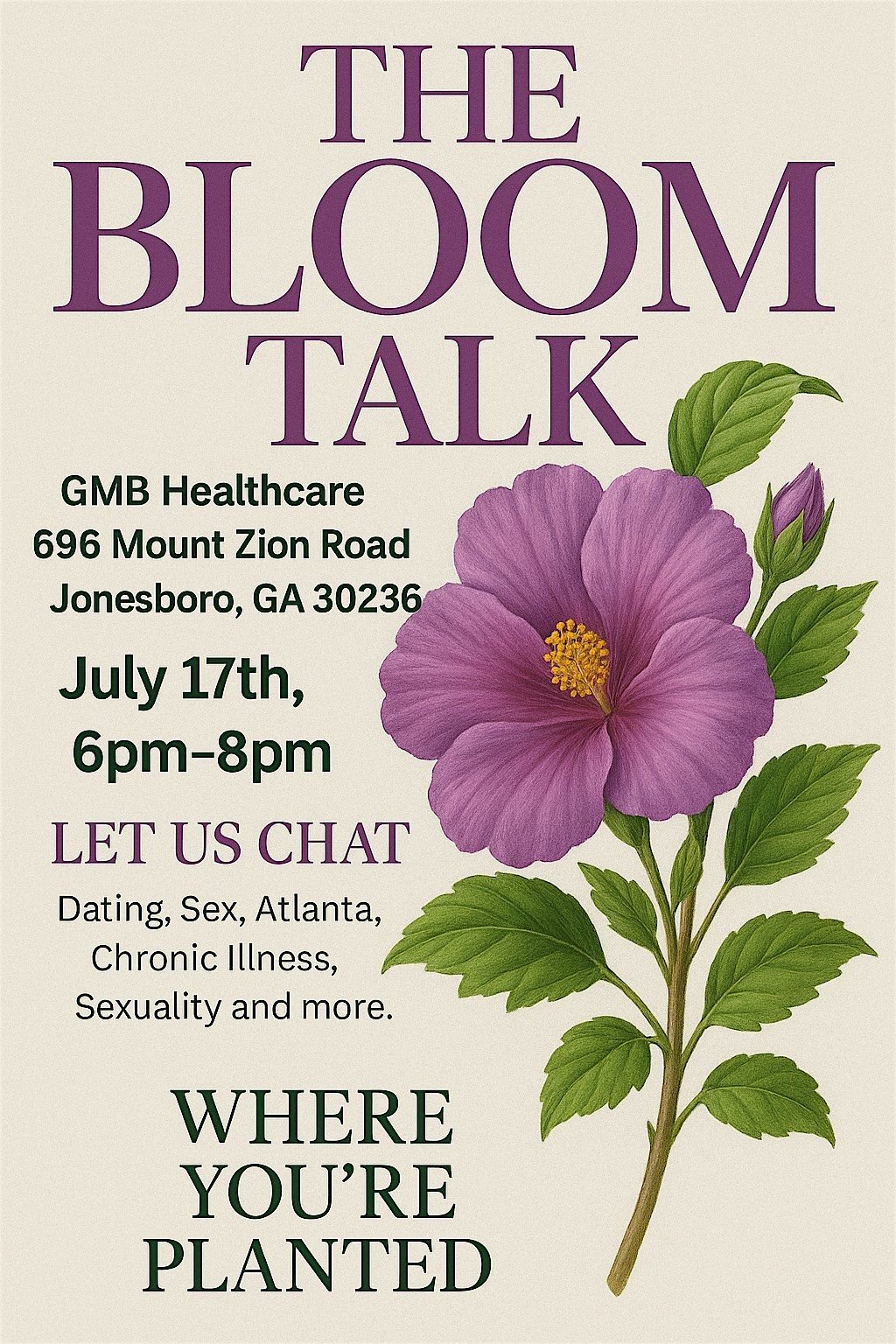 The Bloom Talk - GMB Healtcare, 17 July | Event in Jonesboro | AllEvents